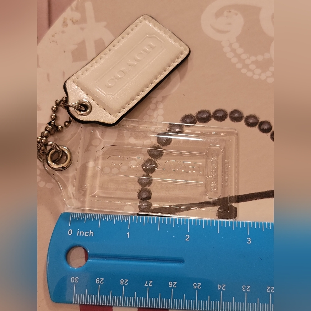 Authentic Coach Bag Charms/Key Fobs. White Leather & Clear Plastic